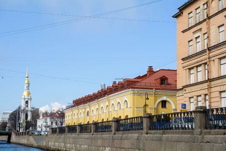 SAINT-PETERSBURG, RUSSIA - APRIL 28, 2018: view of buildings, streets, bridges, rivers and canals of St. Petersburg, Russia.のeditorial素材