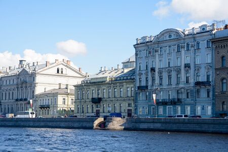 SAINT-PETERSBURG, RUSSIA - APRIL 28, 2018: view of buildings, streets, bridges, rivers and canals of St. Petersburg, Russia.のeditorial素材
