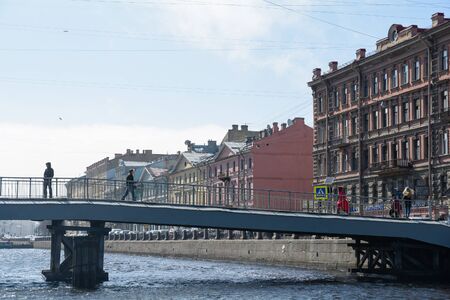 SAINT-PETERSBURG, RUSSIA - APRIL 28, 2018: view of buildings, streets, bridges, rivers and canals of St. Petersburg, Russia.のeditorial素材