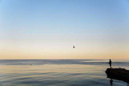 Beautiful Crimean landscape, Black Sea and mountain views. Summer nature landscape for travel and rest.の写真素材