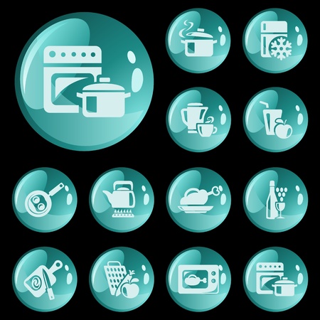 Kitchen and cooking button setのイラスト素材