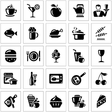Food and drinks icon setのイラスト素材
