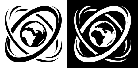 Atom with globe iconのイラスト素材