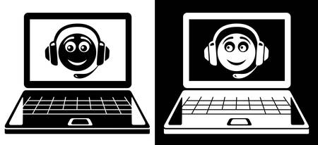 Laptop with smiley iconのイラスト素材