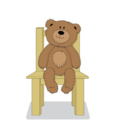 Cartoon teddy bear sitting on the chair.のイラスト素材