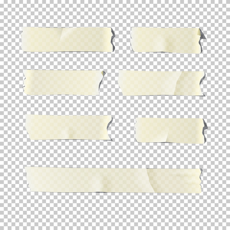 Adhesive tape set isolated on transparent background. Vector realistic illustration.のイラスト素材