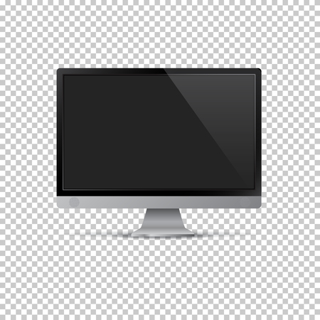 Realistic computer monitor isolated on transparent background. Vector illustration.のイラスト素材