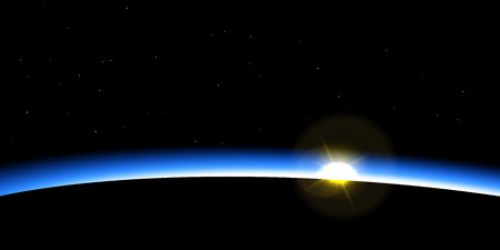 Abstract planet sunrise background.  Vector illustration.のイラスト素材