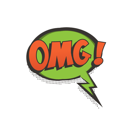 OMG comic text speech bubble. Vector isolated sound effect puff cloud icon.のイラスト素材