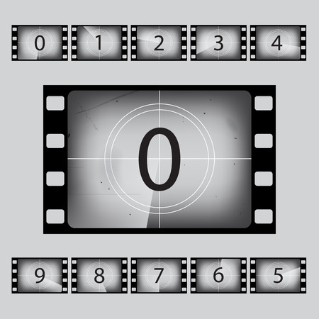 Vector movie retro countdown numbers set.のイラスト素材