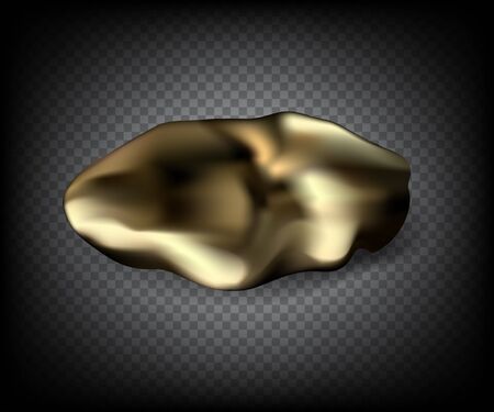 Golden nugget isolated on dark transparent background. Vector illustration.のイラスト素材