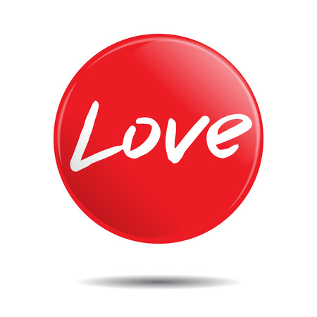 Vector red badge with LOVE word.のイラスト素材
