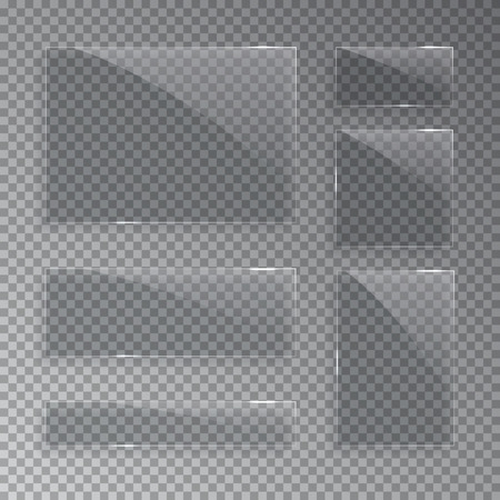 Glass plates isolated on transparent background. Vector illustration.のイラスト素材