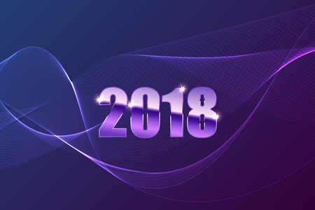 2018 metal sign on abstract violet background. Christmas and New Year 2018 design template.のイラスト素材