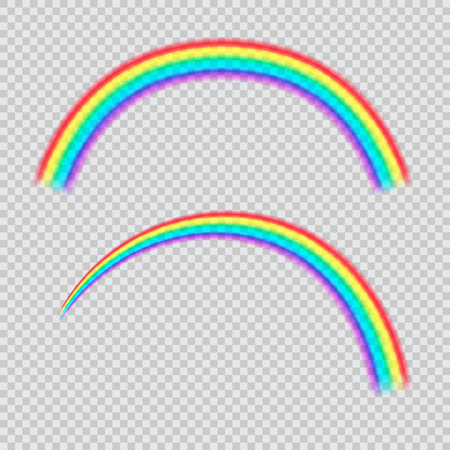 Vector rainbow set on transparent background. Rainbows in different positions.のイラスト素材