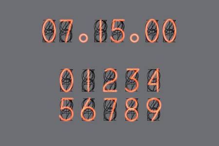 Numbers for vintage steampunk style lamp clock. Vector illustrationのイラスト素材