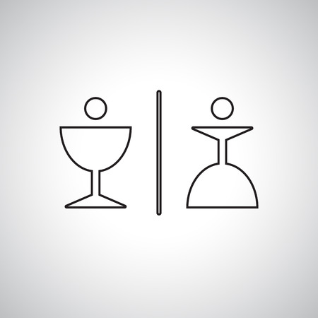 Man and woman line icons. Vector male and female icons for restaurant or cafeのイラスト素材