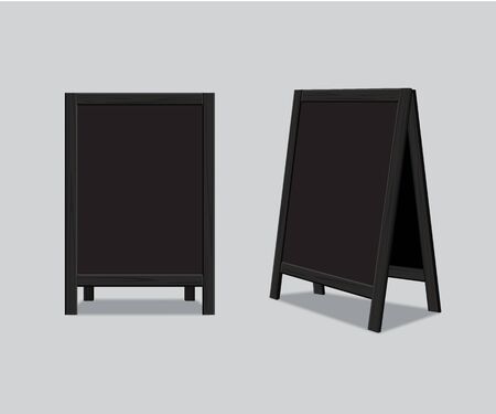 Vector realistic wooden black menu announcement board.のイラスト素材