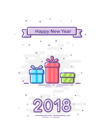 2018 black sign on colored background with black frame. Vector 2018 New Year design templateのイラスト素材