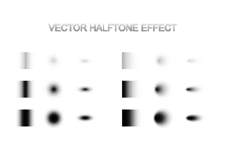 Vector halftone shadow effect set. Different gradient shadows in halftone effect.のイラスト素材