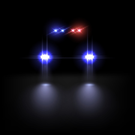 Police car light effect on dark background. Vector illustration.のイラスト素材