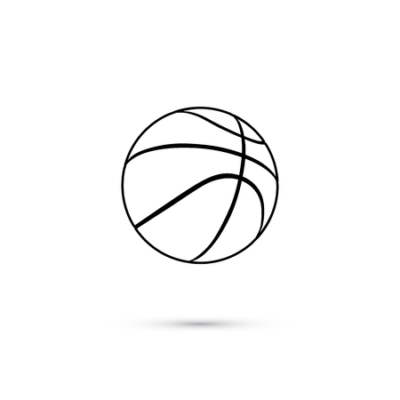 Vector black basketball ball line icon isolated on white background.のイラスト素材
