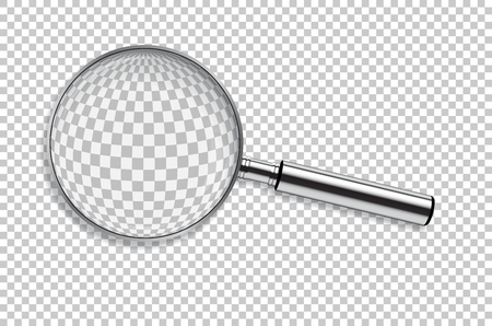 Vector realistic metal magnifier isolated on transparent background.のイラスト素材