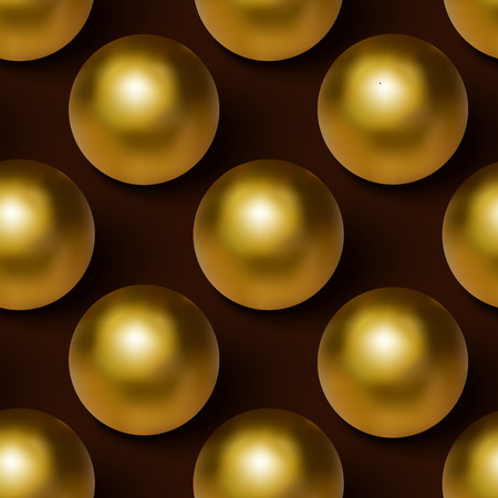 Vector realistic golden ball seamless background. Golden ball seamless pattern.のイラスト素材
