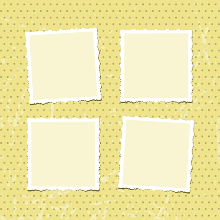 Vintage photo frames placed in yellow retro photo album. Vector illustration.のイラスト素材