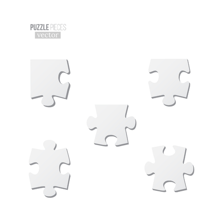 Puzzle pieces set. Vector different blank puzzle pieces isolated on white background.のイラスト素材