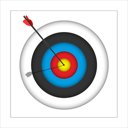 Archery target with arrow. Vector illustration.のイラスト素材