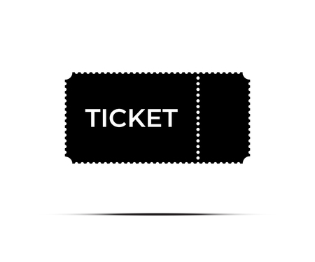 Black ticket icon on white background. Vector illustration.の写真素材