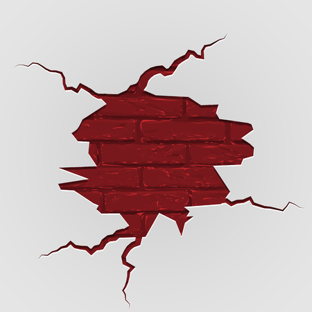 Grunge breaking brick wall. Vector illustration templateのイラスト素材
