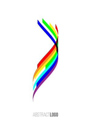 Vector abstract logo made of rainbow colored waving stripes.のイラスト素材