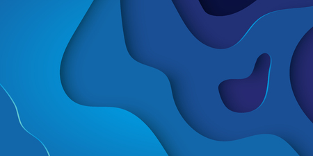 Blue paper cut background. Vector horizontal design templateのイラスト素材