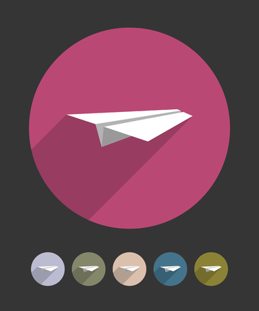 Paper plane in flat style set. Vector illustrationsのイラスト素材