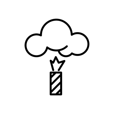 Fireworks thin line vector illustration. Party, gift shop sign design element. Pyrotechnics store contour isolated symbol. Mobile app, website linear icon. Rocket simple outline drawingのイラスト素材