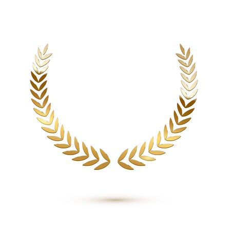 Golden shiny laurel wreath isolated on white background. Vector design element.のイラスト素材