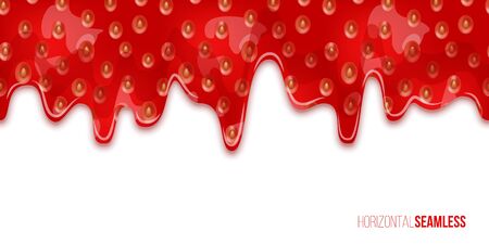 Leaking strawberry jam vector horizontal seamless patternのイラスト素材