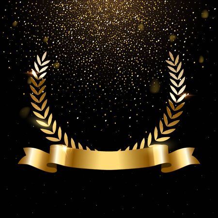 Realistic gold laurel wreath with text spaceのイラスト素材