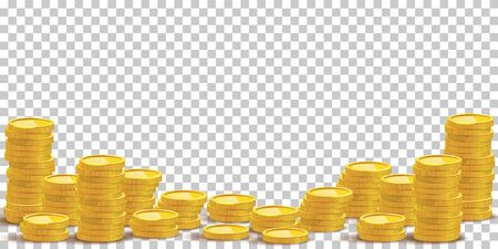 Gold coin stacks mockup vector illustrationのイラスト素材