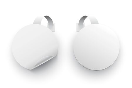 Realistic white sales tags in circle shape setのイラスト素材