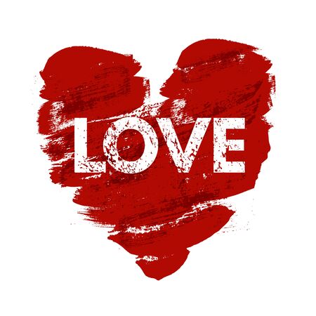 Heart shaped red brush stroke illustrationのイラスト素材