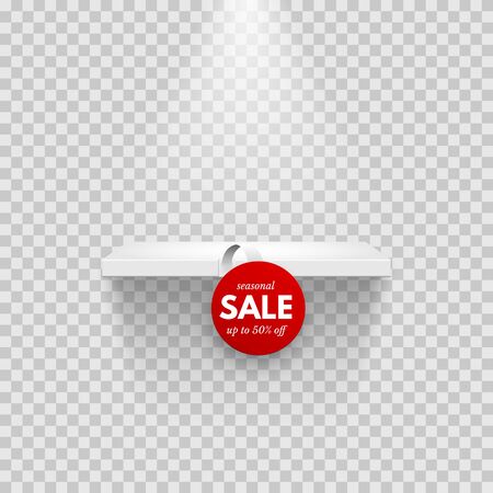 Shelf with red sale tag isolated on transparentのイラスト素材