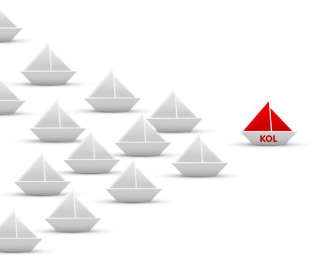 KOL paper origami ship and fleet isolated on whiteのイラスト素材