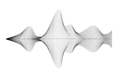Vector black volume audio waves design element isolated on white background. Abstract visualization...