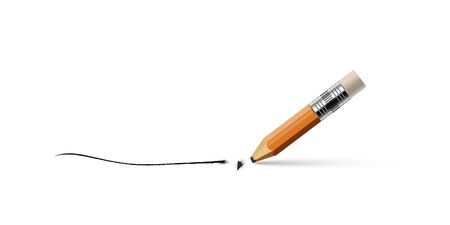 Pencil with a broken tip isolated on white background. Vector realistic illustration.のイラスト素材