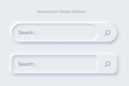 Set of Search bar form templates of neomorphic interface. Neomorphism trendy 2020 design elements, UI components. Vector layout illustration isolated objects for website, interface, social mediaのイラスト素材
