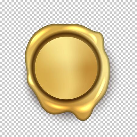 Golden wax seal isolated on transparent backgroundのイラスト素材