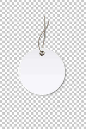 Blank white circle paper price tag isolated on transparent backgroundの写真素材